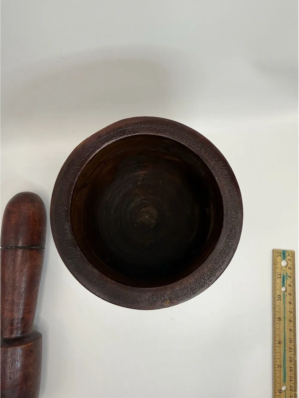 VINTAGE Hand Carved Wooden Mortar & Pestle Spices Herbs Grinder 6.5”